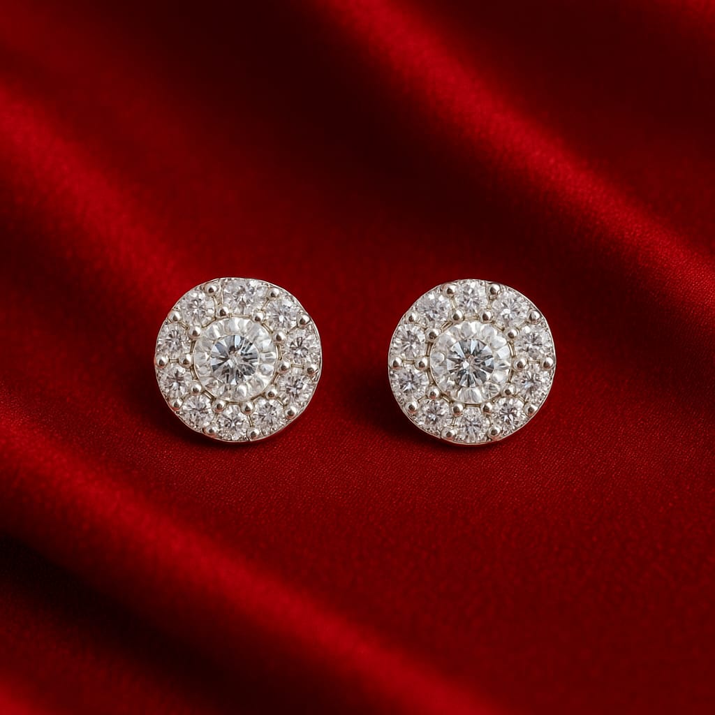 Blush Pink Stone Flower Stud Earrings for Women | Premium CZ Diamond Petal Design | Velvet Petals