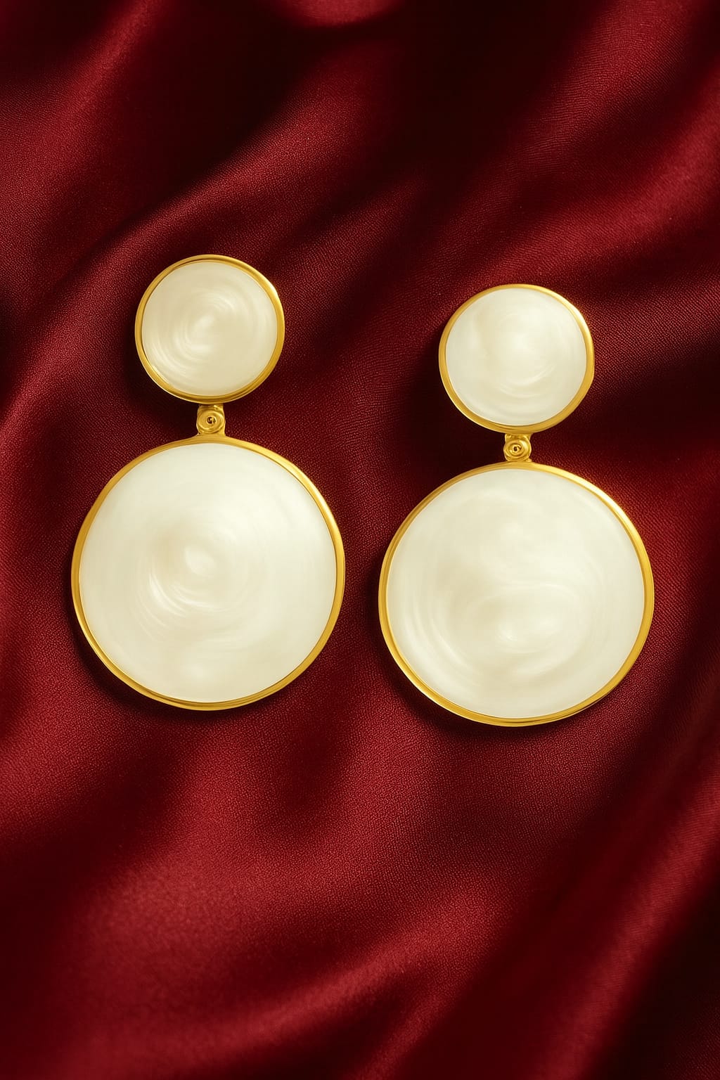 Premium Gold-Plated Mother of Pearl Statement Drop Earrings for Women | Elegant Party & Wedding Jewellery | Lightweight Designer Dangle Earrings