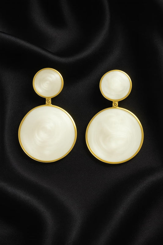 Premium Gold-Plated Mother of Pearl Statement Drop Earrings for Women | Elegant Party & Wedding Jewellery | Lightweight Designer Dangle Earrings