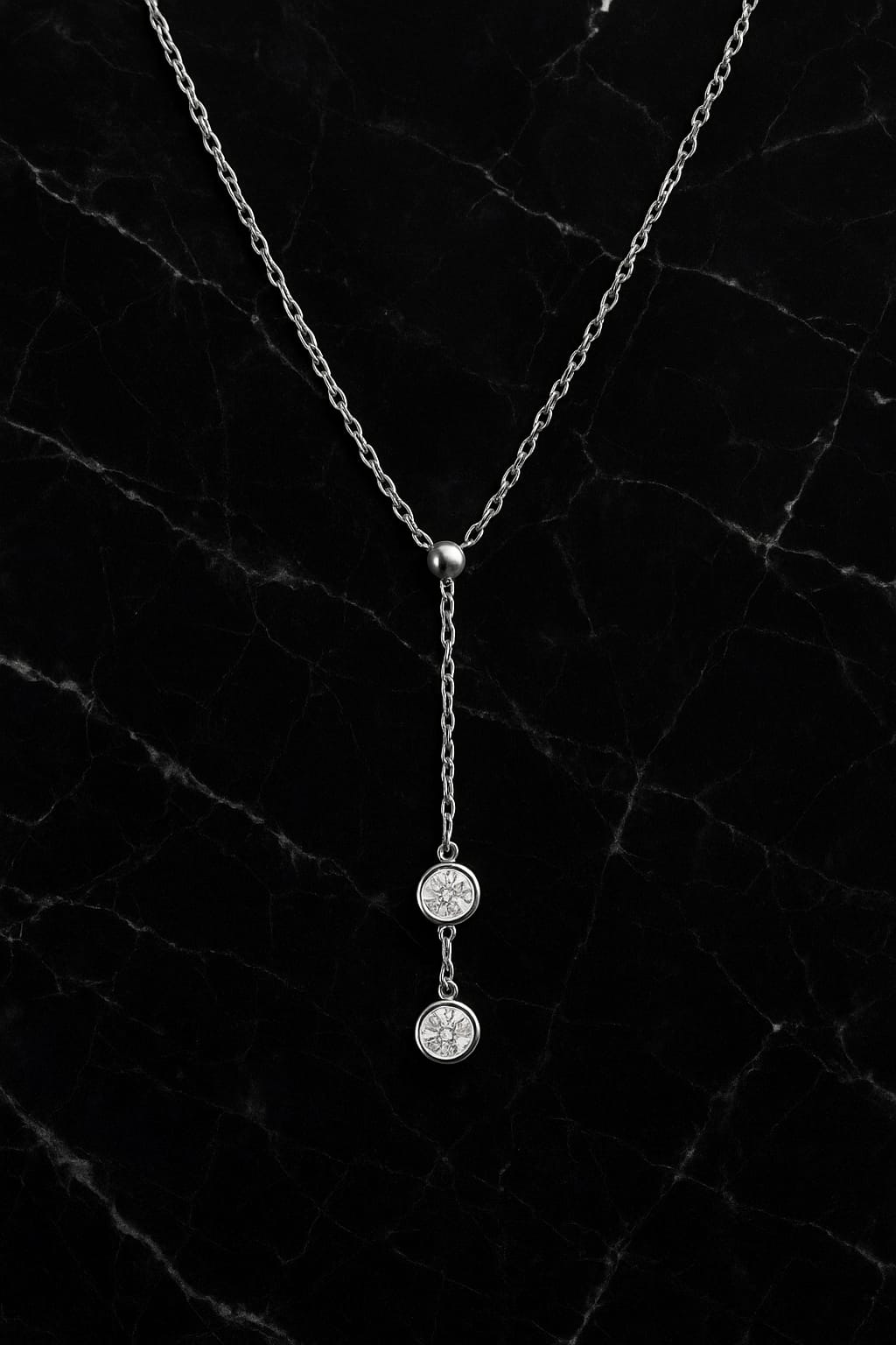 Minimalist Double Solitaire Drop Pendant Necklace for Women | Elegant Daily Wear Chain | Velvet Petals