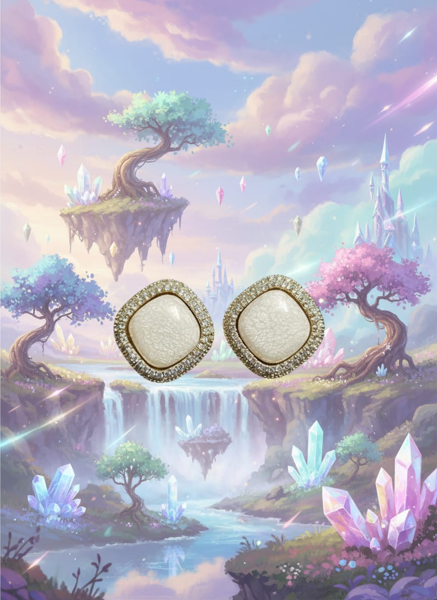 Elegant White Stone Crystal Stud Earrings for Women & Girls | Partywear