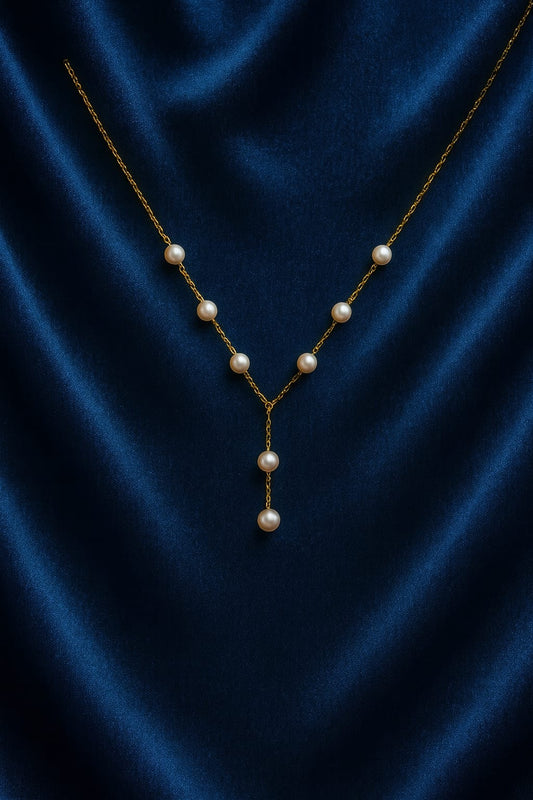 Elegant Gold Pearl Drop Necklace for Women | Velvet Petals Jewellery
