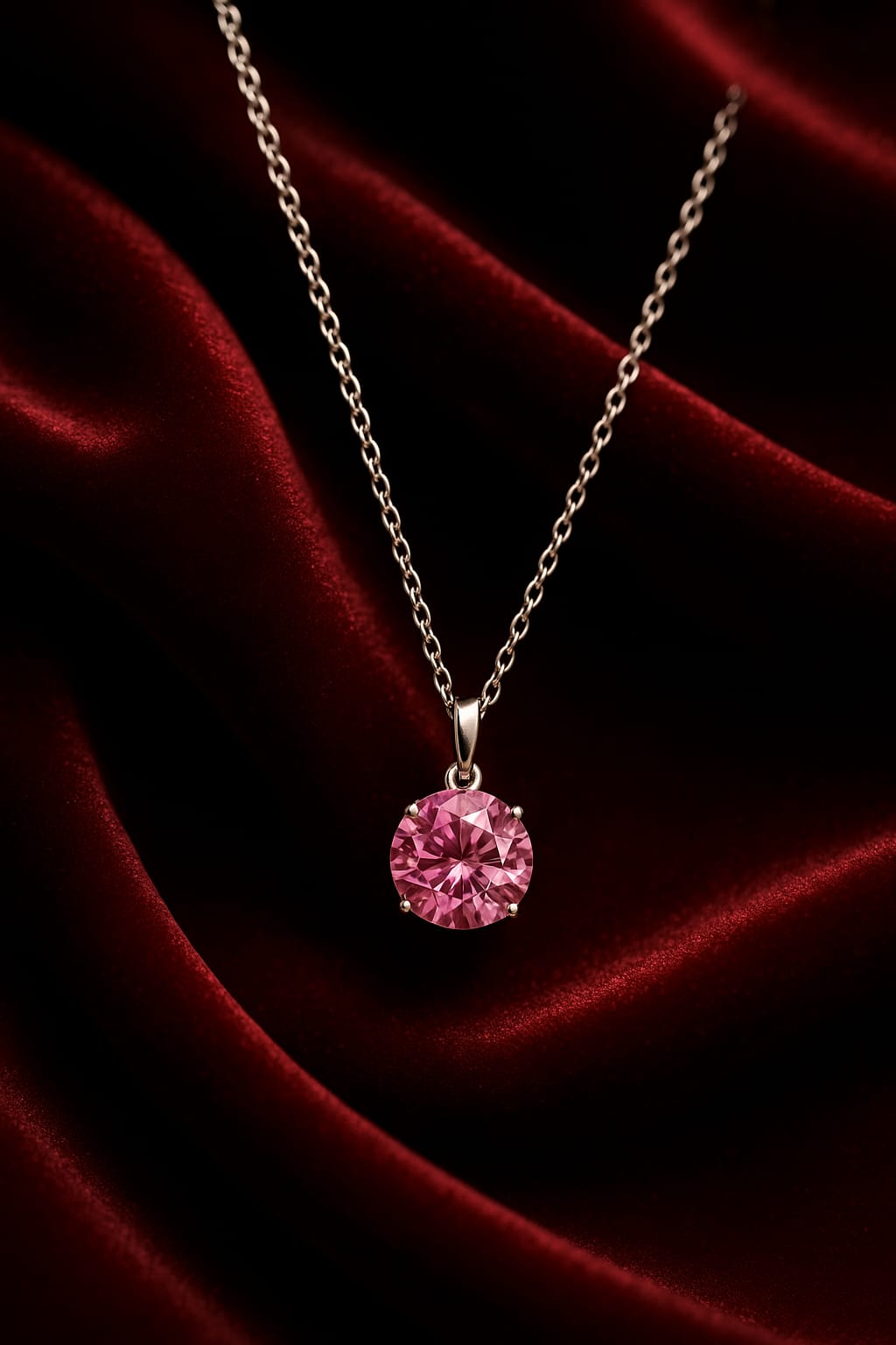 Pink Solitaire Crystal Pendant Necklace for Women – Elegant Daily Wear Jewelry