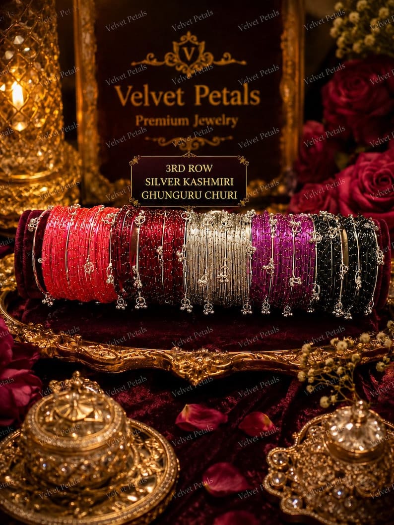 Luxury 210-Piece Bangle Set with Kashmiri Ghunghuru Bangles