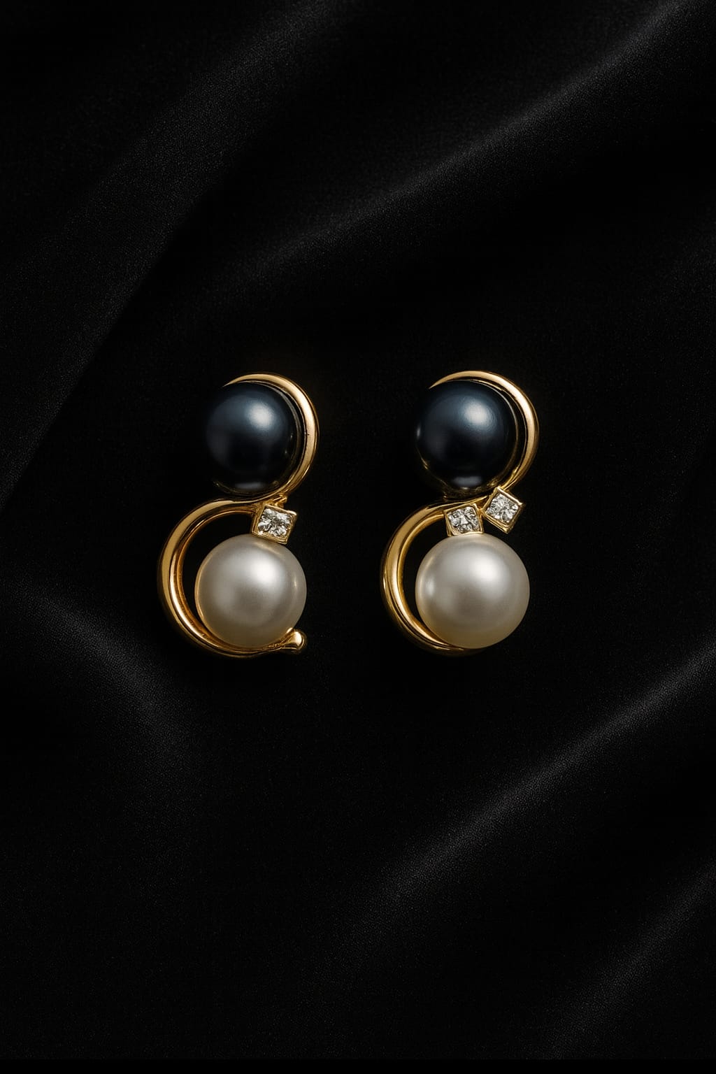 Luxury Black & White Pearl Stud Earrings for Women & Girls | Partywear