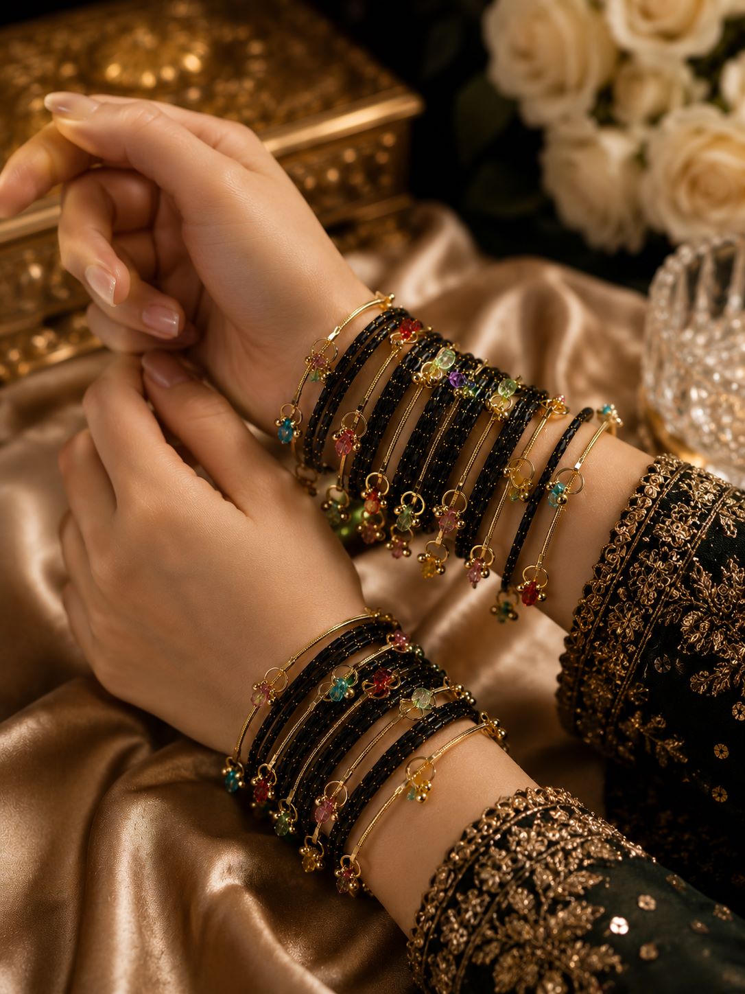 Designer black bangles for women lifestyle shot