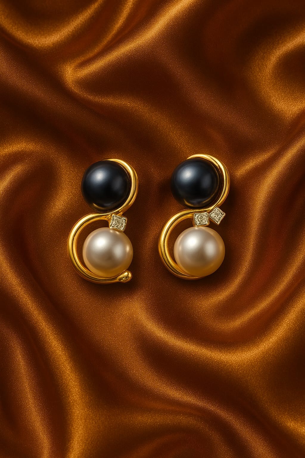 Luxury Black & White Pearl Stud Earrings for Women & Girls | Partywear