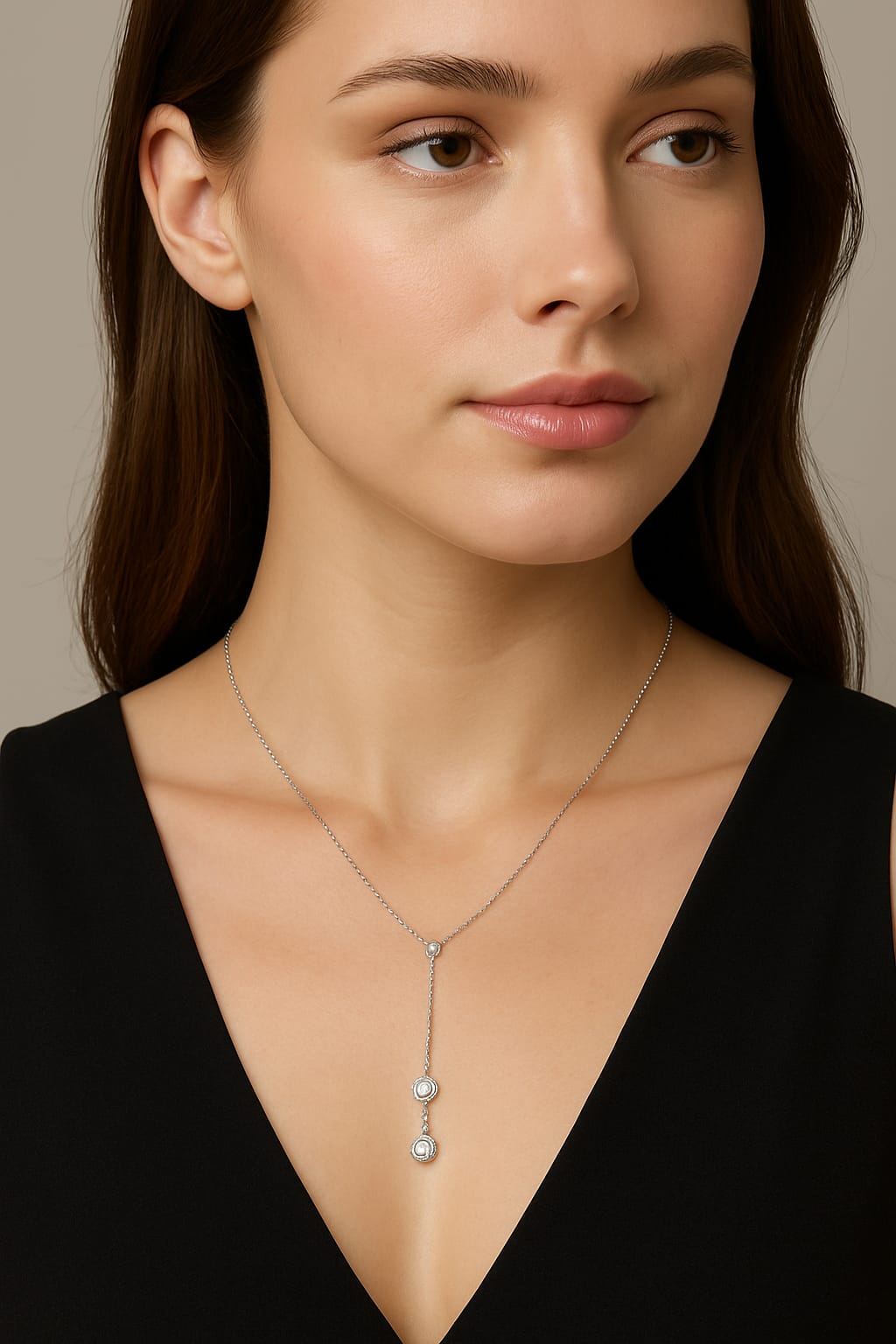Minimalist Double Solitaire Drop Pendant Necklace for Women | Elegant Daily Wear Chain | Velvet Petals