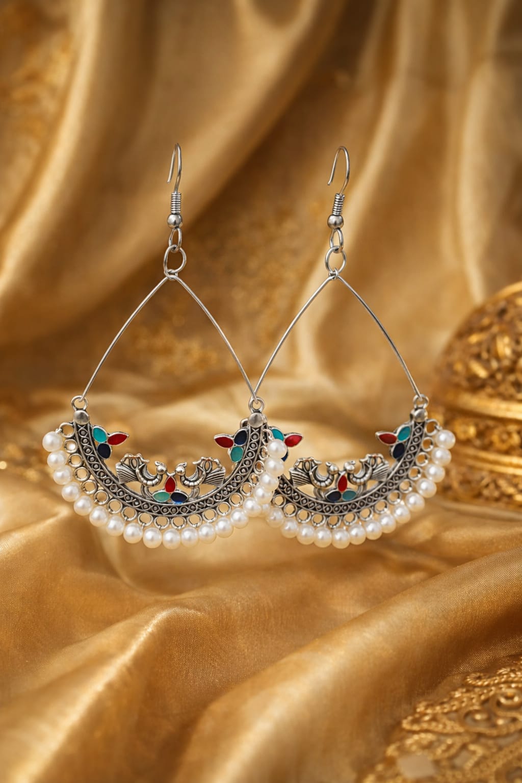 Heavy Oxidised Silver Long Jhumka Earrings for Women – Traditional Bridal Jhumka | Velvet Petals