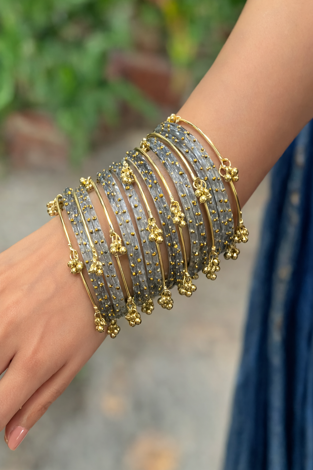 Kashmiri Jhumki Bangles Set for Women | Traditional Glitter Bangles | Ethnic Bangle Bracelet Set