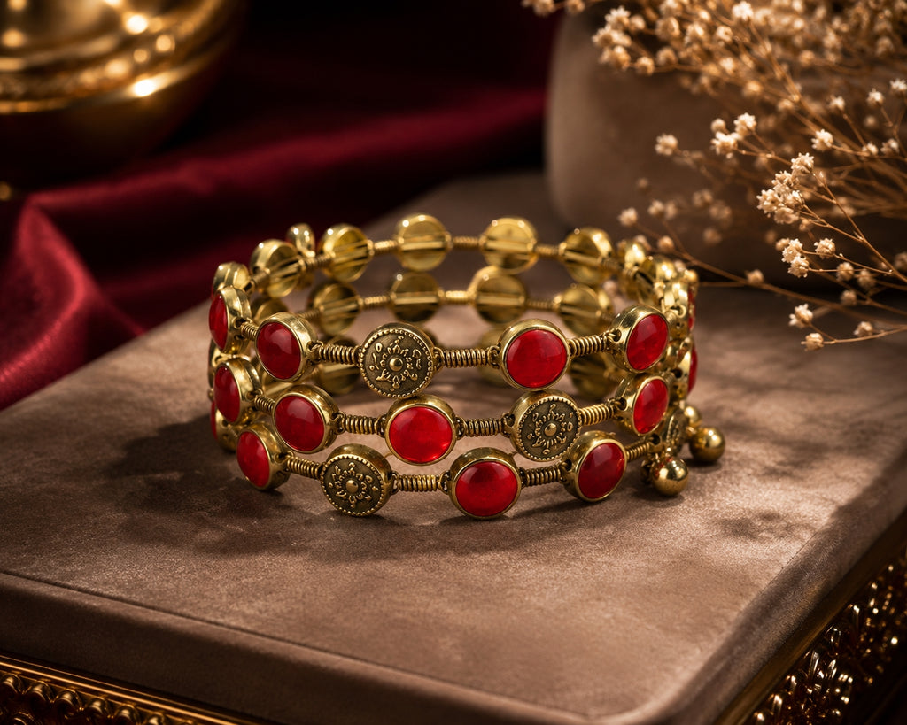Festive red stone bracelet accessories