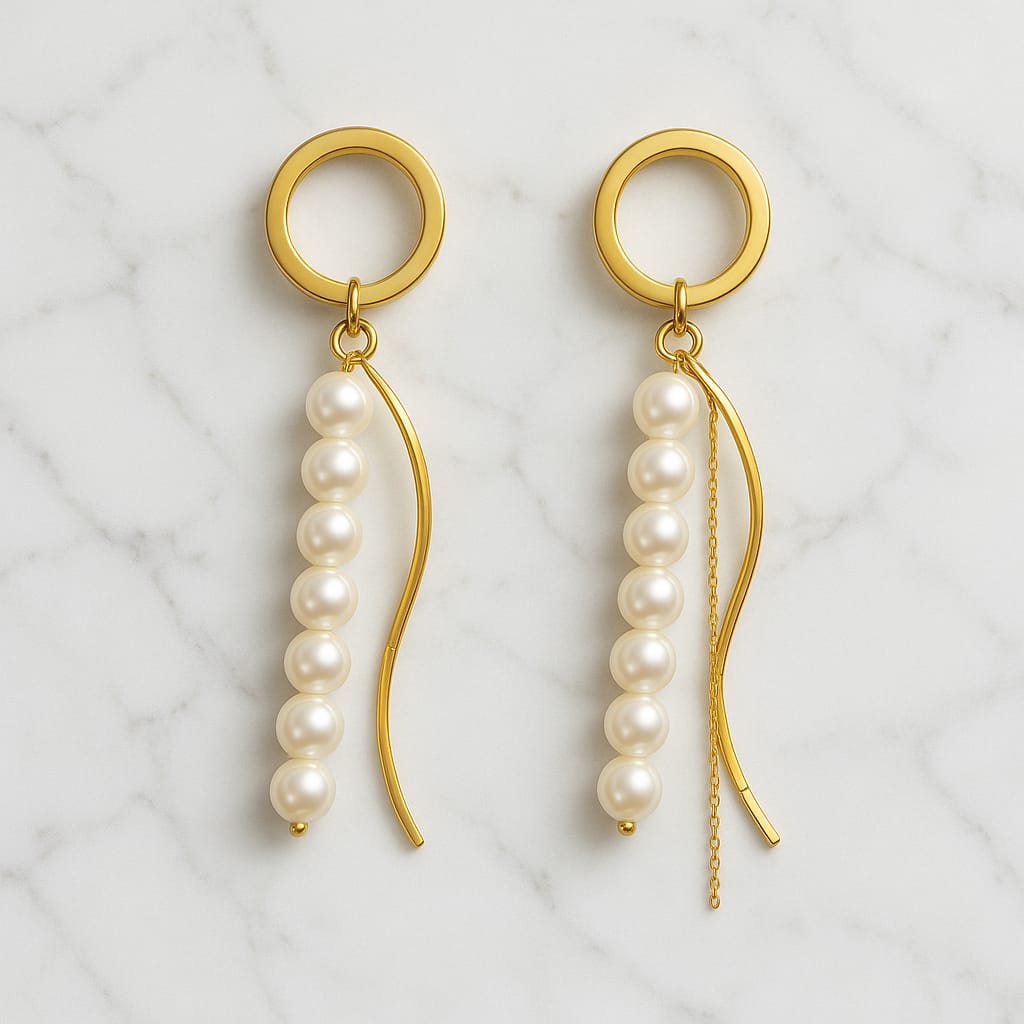 Elegant Gold Long Pearl Dangle Earrings for Women & Girls | Lightweight Statement Partywear Chain Drop Earrings | Premium Fashion Jewellery
