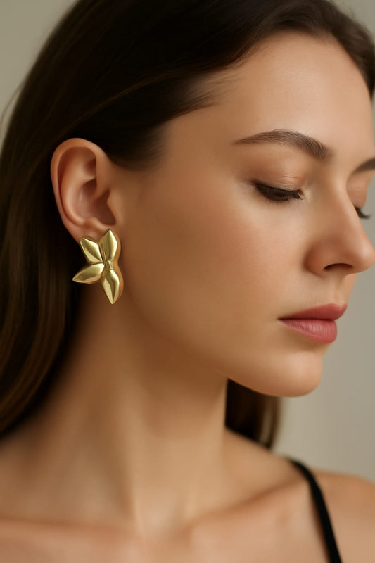 Premium Gold Leaf Stud Earrings for Women & Girls | Elegant Minimalist Floral Design Earrings | Lightweight Daily & Partywear Jewellery
