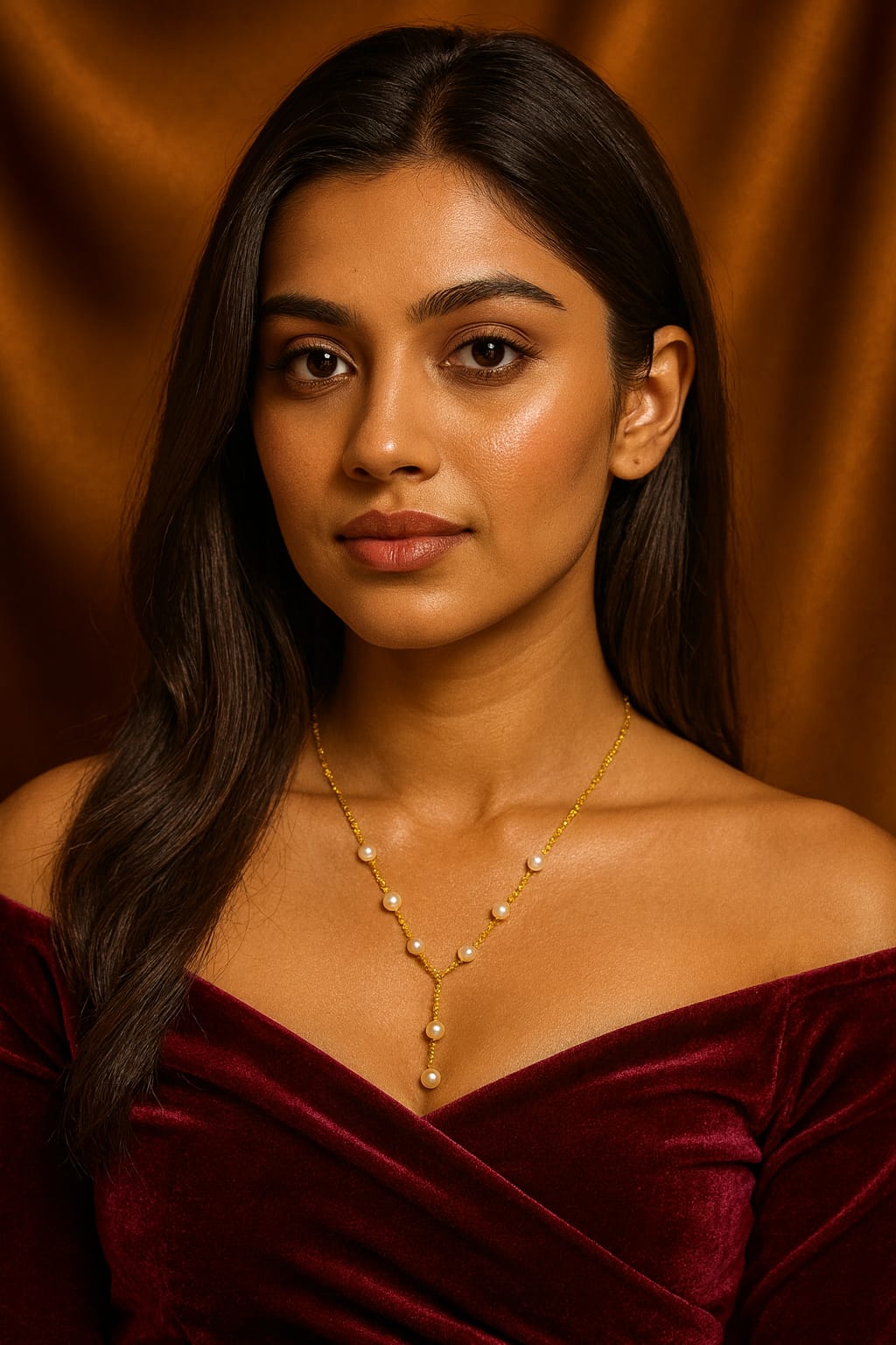 Elegant Gold Pearl Drop Necklace for Women | Velvet Petals Jewellery