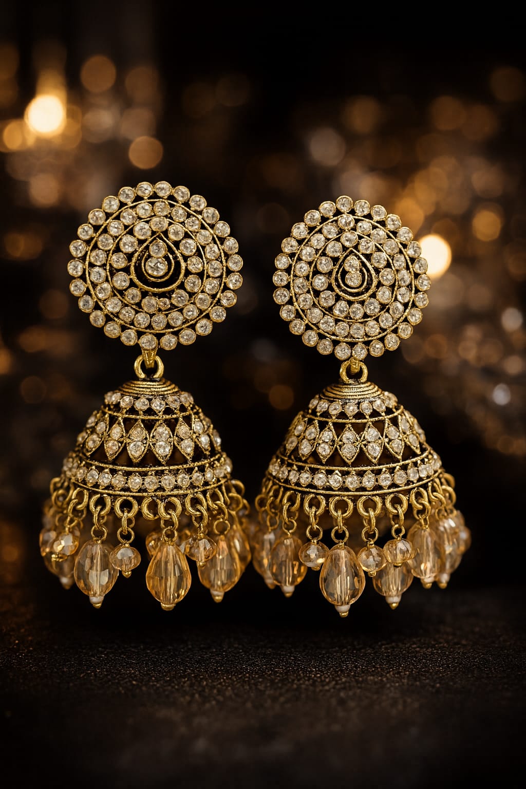 Royal Gold Plated Kundan Jhumka Earrings for Women | Heavy Wedding Wear Bridal Jhumki | Velvet Petals