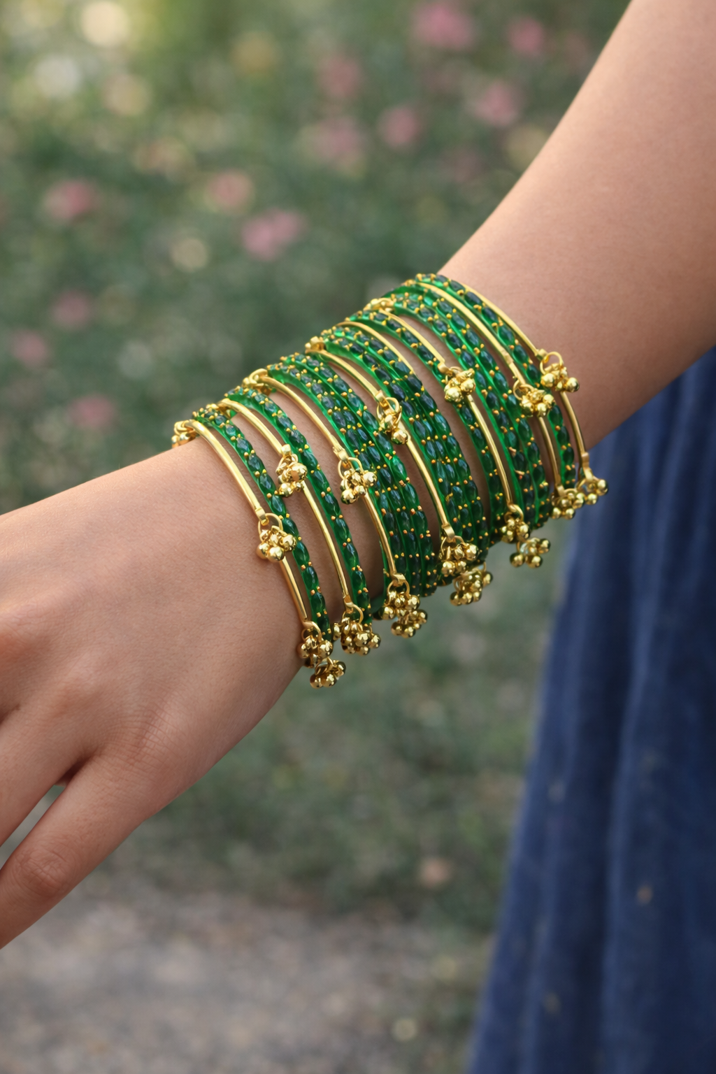 Kashmiri Jhumki Bangles Set for Women | Traditional Glitter Bangles | Ethnic Bangle Bracelet Set