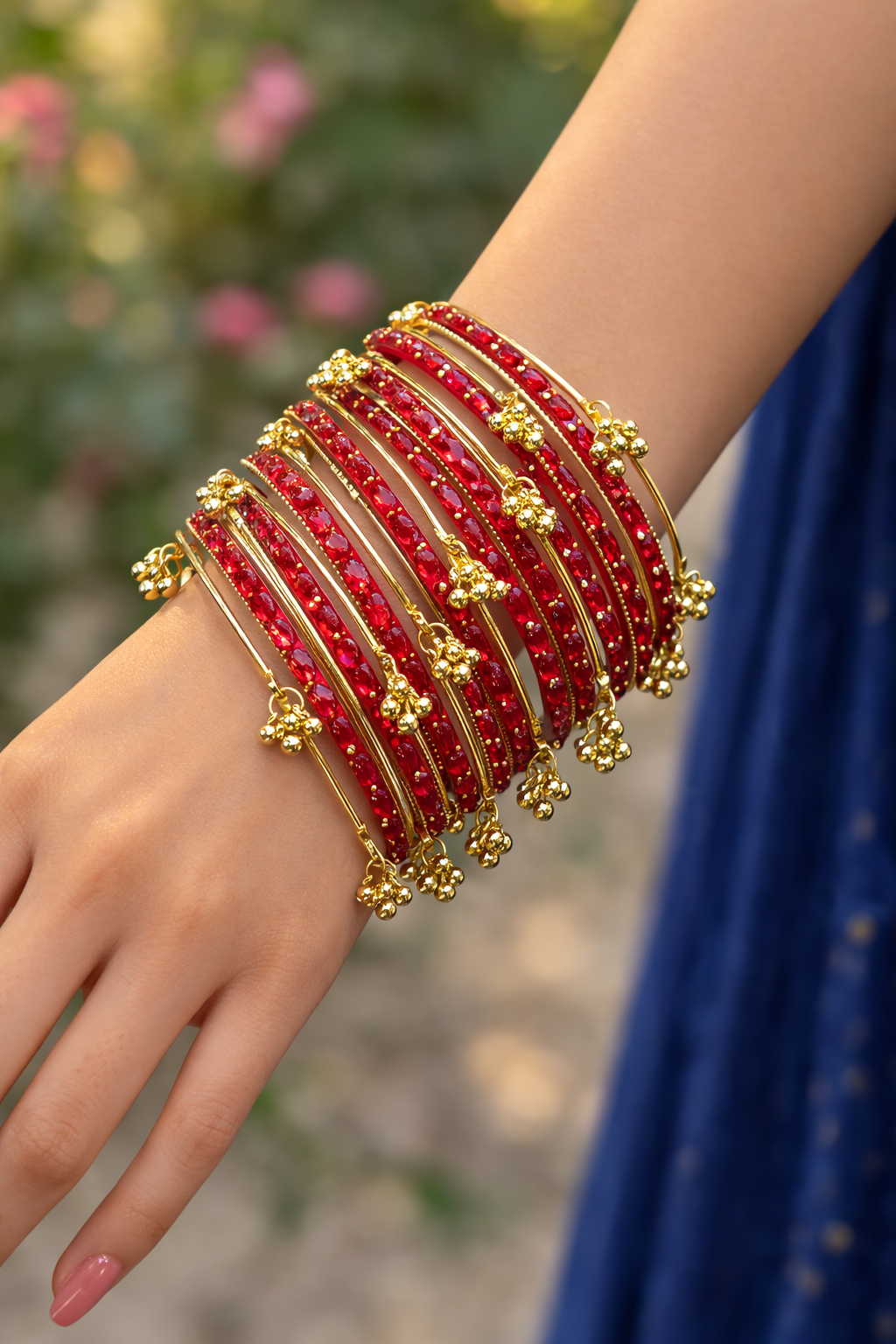 Kashmiri Jhumki Bangles Set for Women | Traditional Glitter Bangles | Ethnic Bangle Bracelet Set