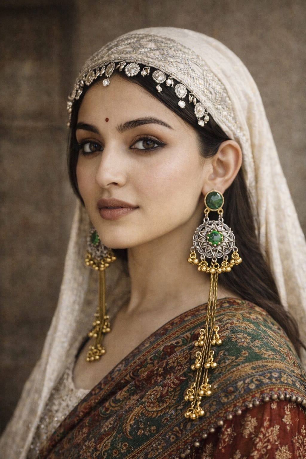 Emerald Kashmiri Long Tassel Earrings – Traditional Antique Dangler