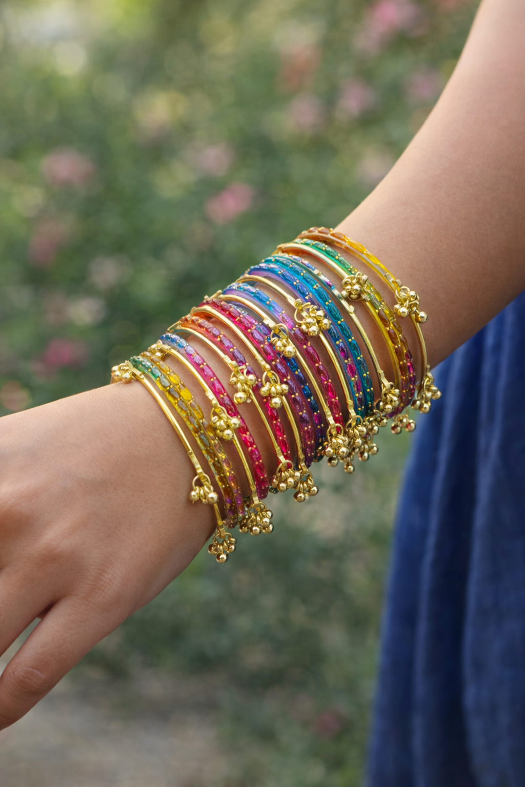 Kashmiri Jhumki Bangles Set for Women | Traditional Glitter Bangles | Ethnic Bangle Bracelet Set