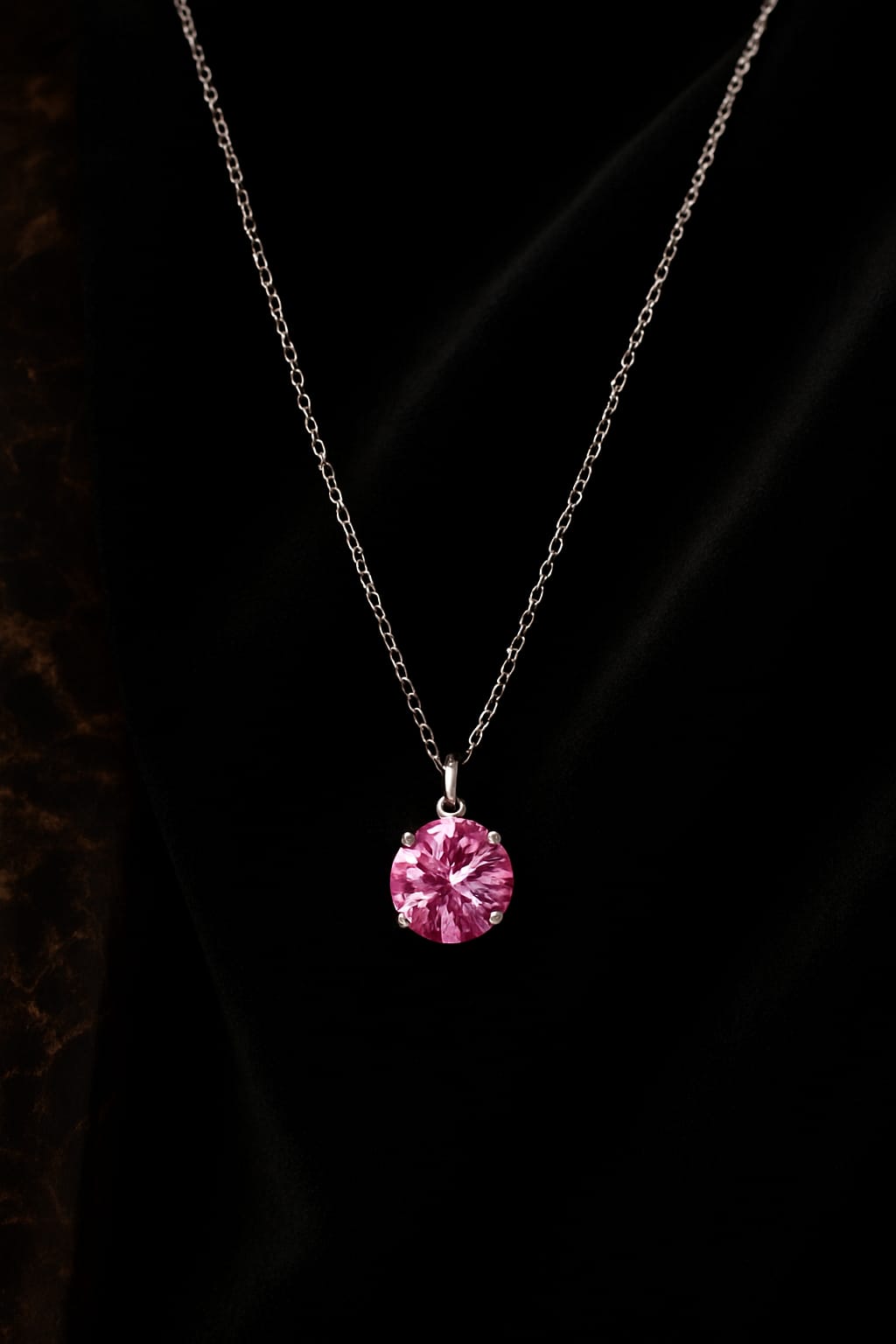 Pink Solitaire Crystal Pendant Necklace for Women – Elegant Daily Wear Jewelry