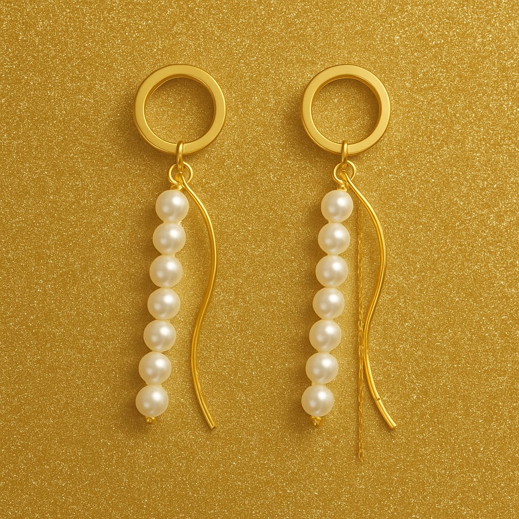Elegant Gold Long Pearl Dangle Earrings for Women & Girls | Lightweight Statement Partywear Chain Drop Earrings | Premium Fashion Jewellery