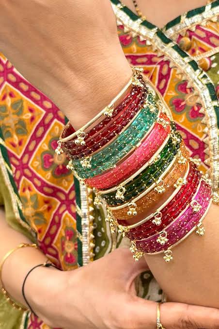 Kashmiri Jhumki Bangles Set for Women | Traditional Glitter Bangles | Ethnic Bangle Bracelet Set