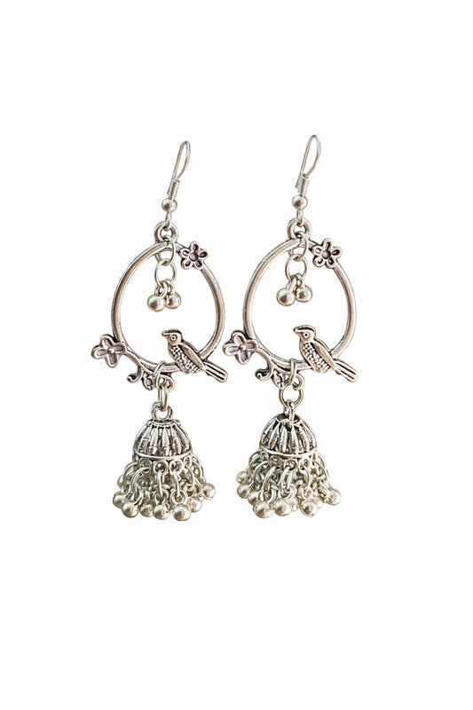 Oxidised Silver Jhumka Earrings for Women – Traditional Indian Jhumka | Velvet Petals