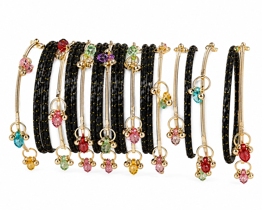 Party wear black Kashmiri bangles set product shot