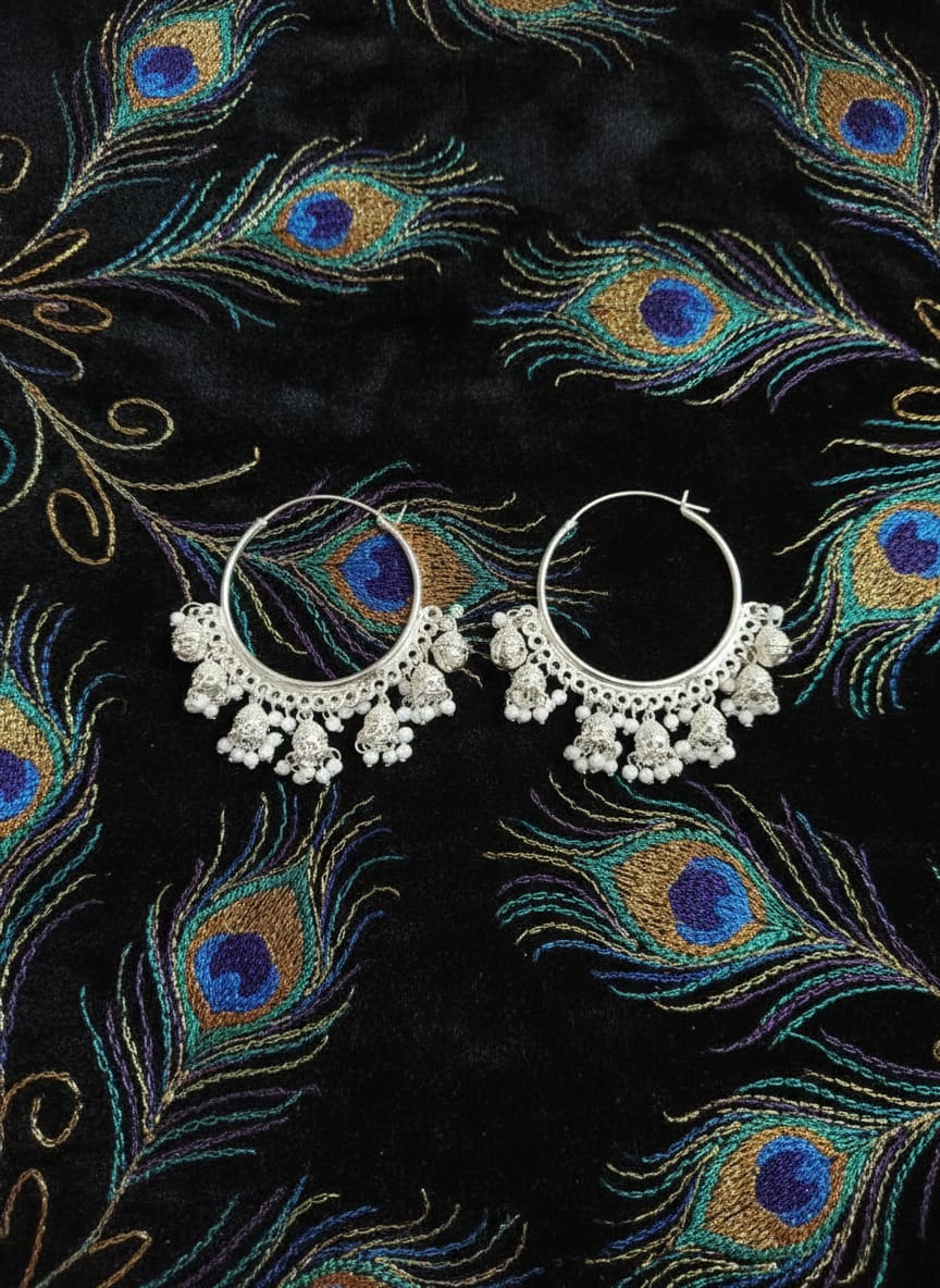 Royal Oxidized Peacock Dangler Hoop Earrings for Women & Girls