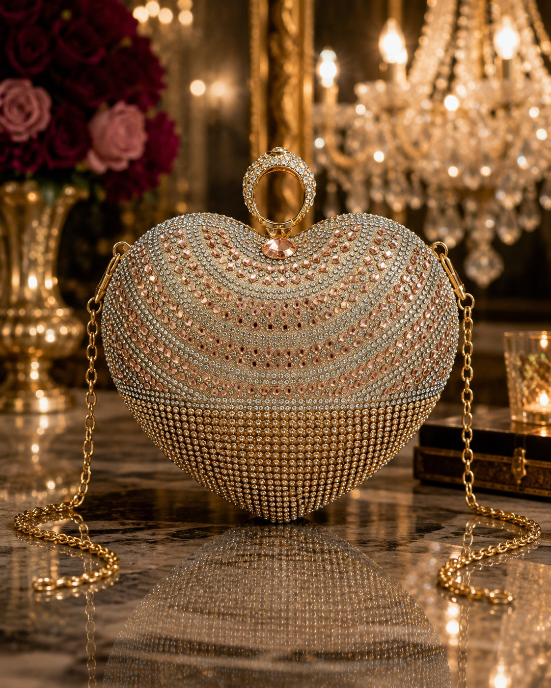 Sparkling heart evening bag for women lifestyle shot