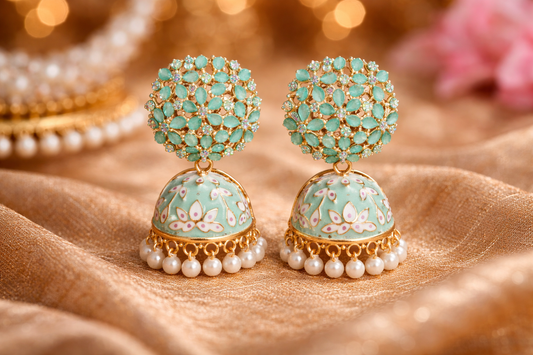 Designer Jhumka Earrings for Women – Fancy Traditional Pearl Drop Jhumka | Velvet Petals