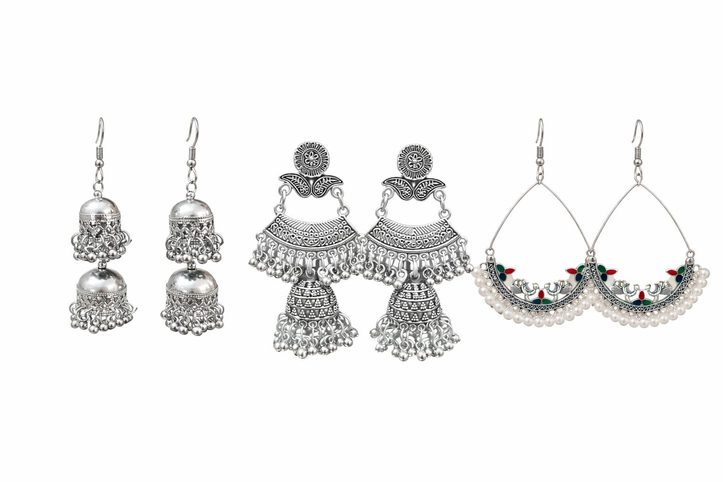 Heavy Oxidised Silver Long Jhumka Earrings for Women – Traditional Bridal Jhumka | Velvet Petals