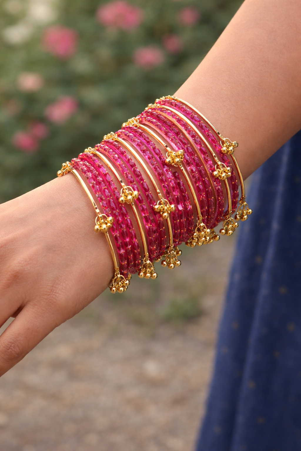 Kashmiri Jhumki Bangles Set for Women | Traditional Glitter Bangles | Ethnic Bangle Bracelet Set